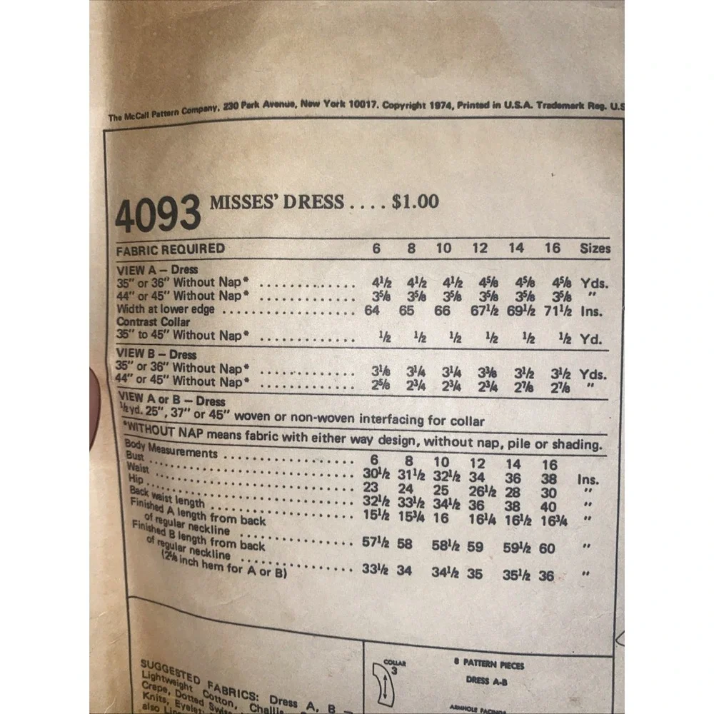 McCalls vintage 1974